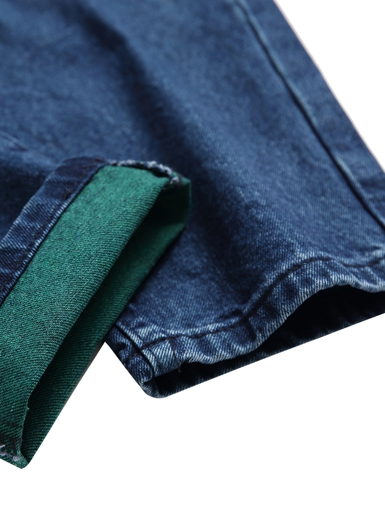 Straight tube men's fashion jeans Men's blue ripped straight tube slim fashion jeans