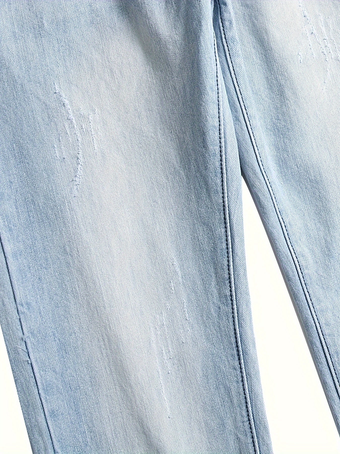 Mens Classic Light Blue Regular Fit Non-Stretch Cotton Blend Jeans - Zipper Fly, Mid Waist, Machine Washable, Weekend Casual Wear for All Seasons