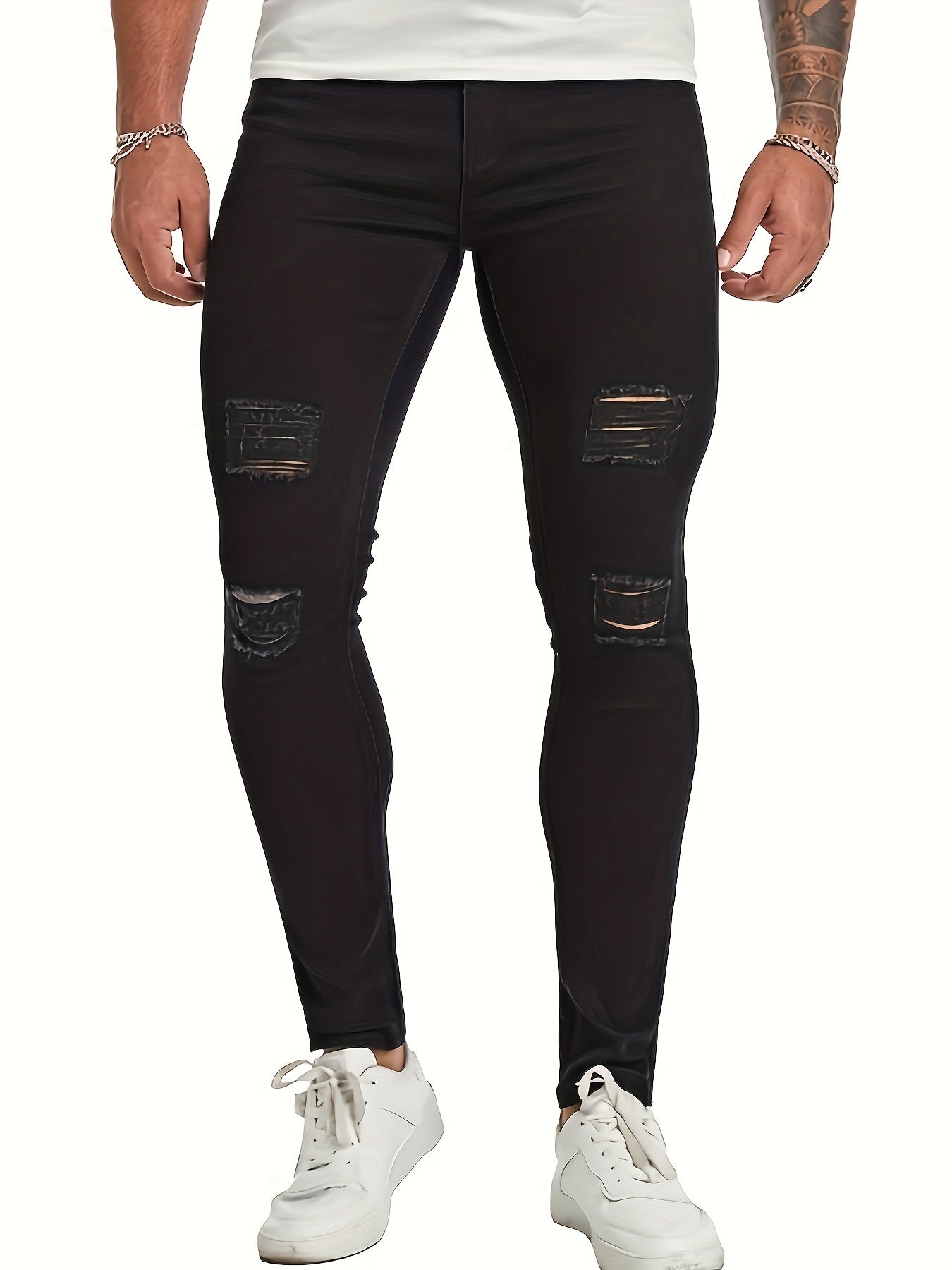 Men's Super Tight High Stretch Ripped Jeans