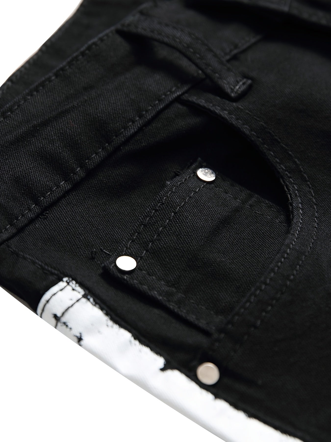 Stylish Black Slim-Fit Jeans for Men - Striped Print, Comfortable, Versatile Trousers with Classic Design - B5202-1