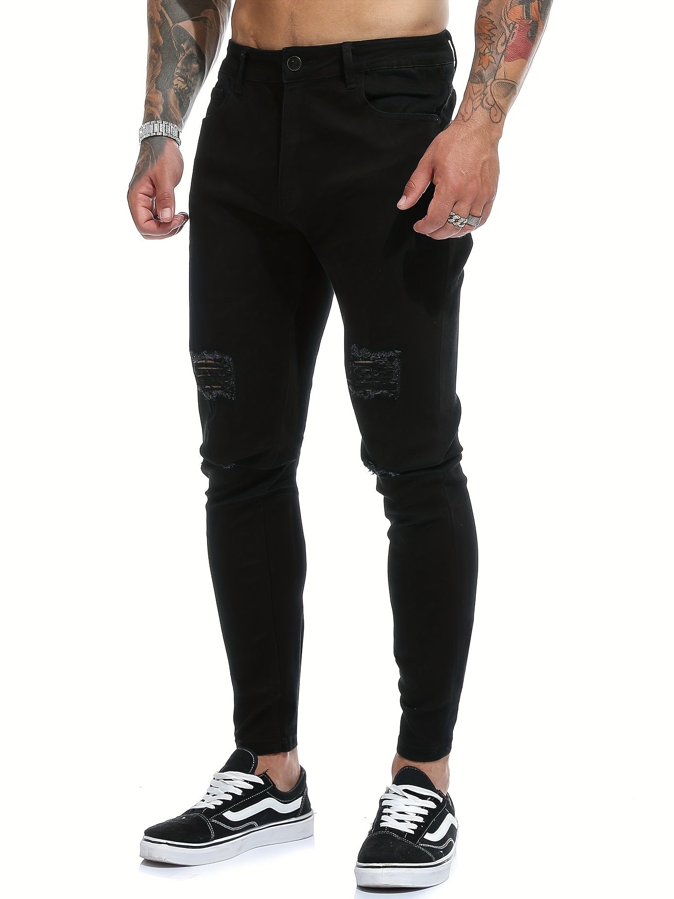 Men's Super Tight High Stretch Ripped Jeans