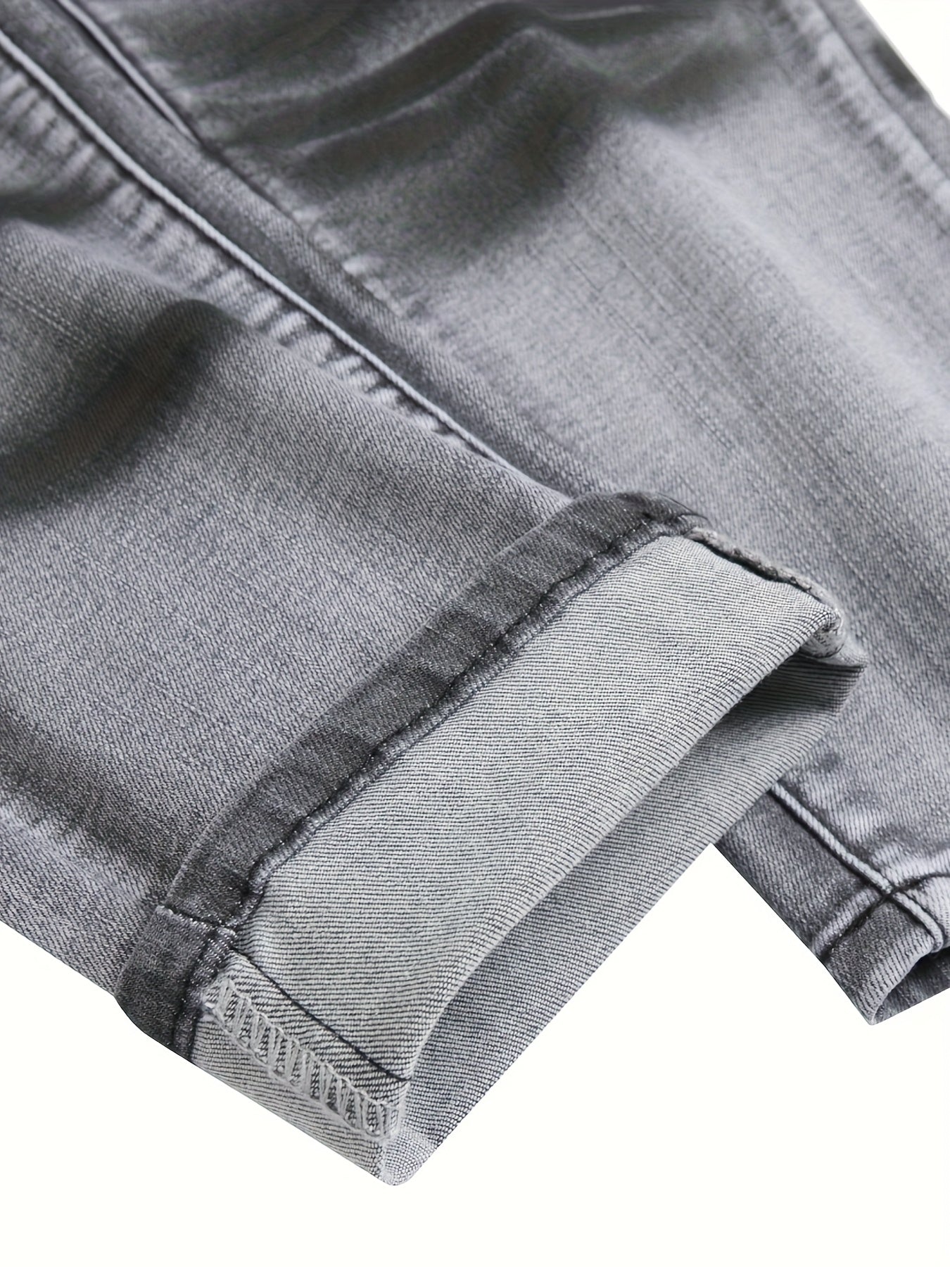 Men's Slim-Fit Gray Coated Denim Jeans - Stretch Print, Street Style, Machine Washable, Mid-Rise, All-Season Wear