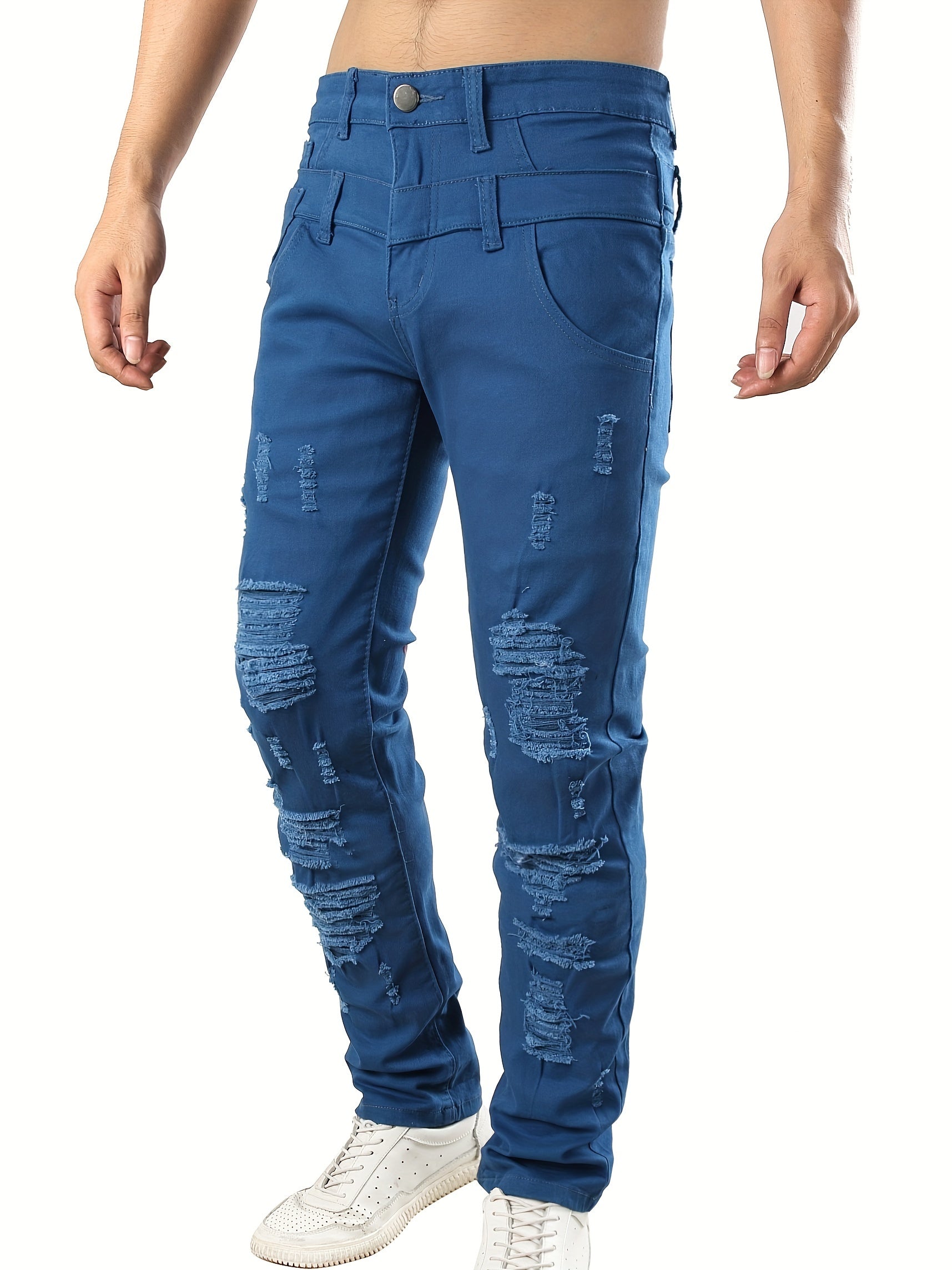 Tight Jeans with Holes Men's Slim And Tight Jeans With Holes In The Top