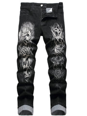 Men's Pattern Skull Print Jeans