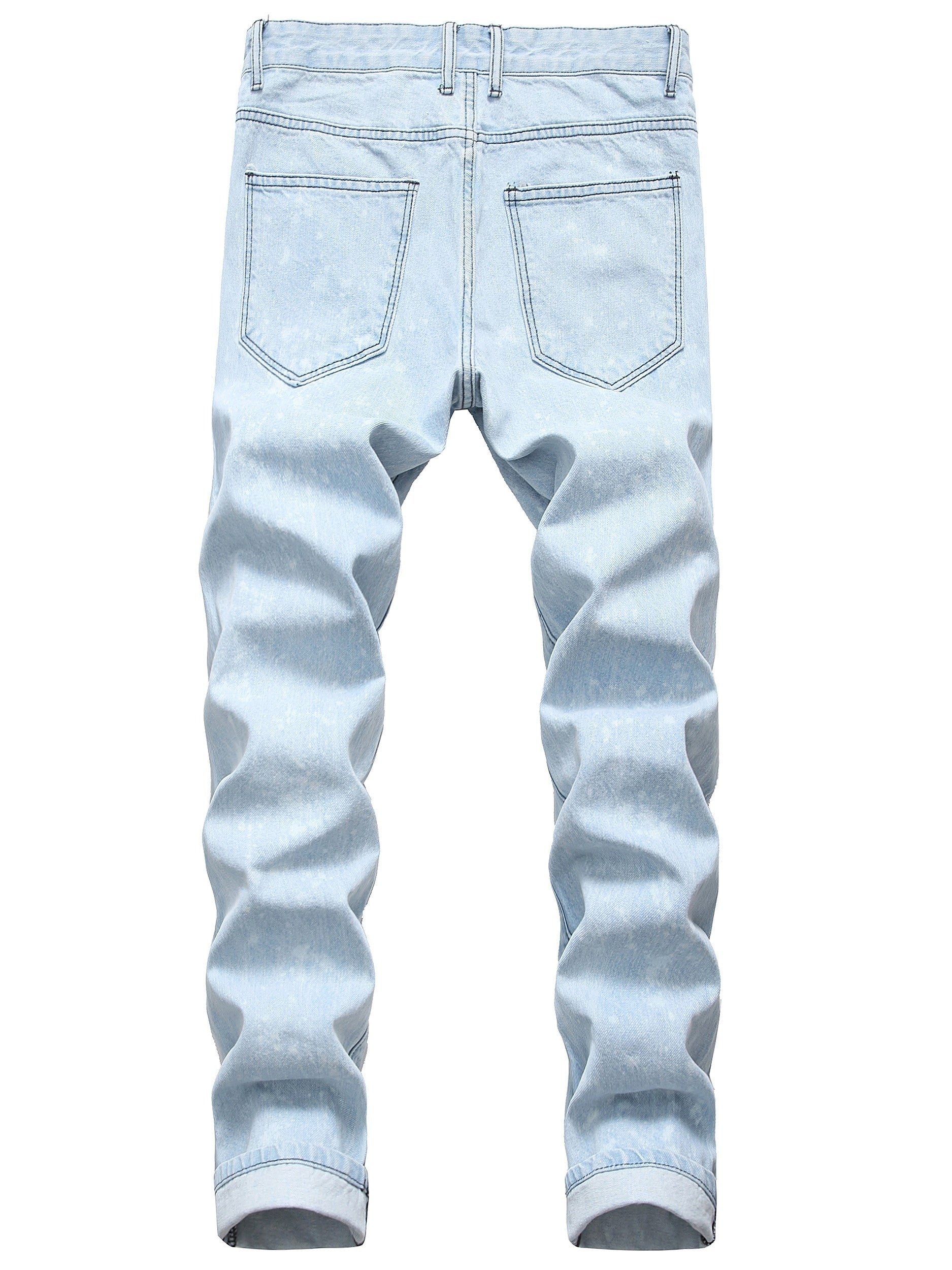 Men wear ripped light blue jeans