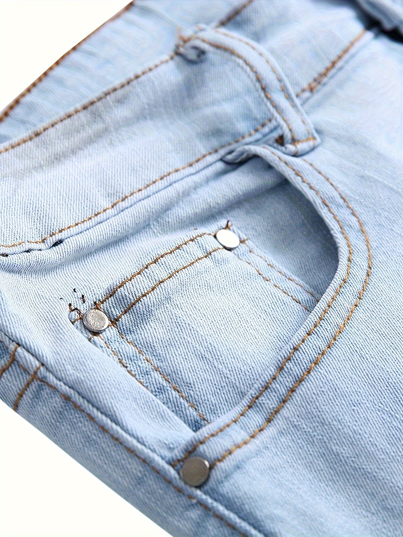 Stretch Skinny Ripped Jeans Men's Stretch Skinny Ripped Jeans, Light Blue Embroidered Retro Fashion Slim Fit Men's Jeans (1868)