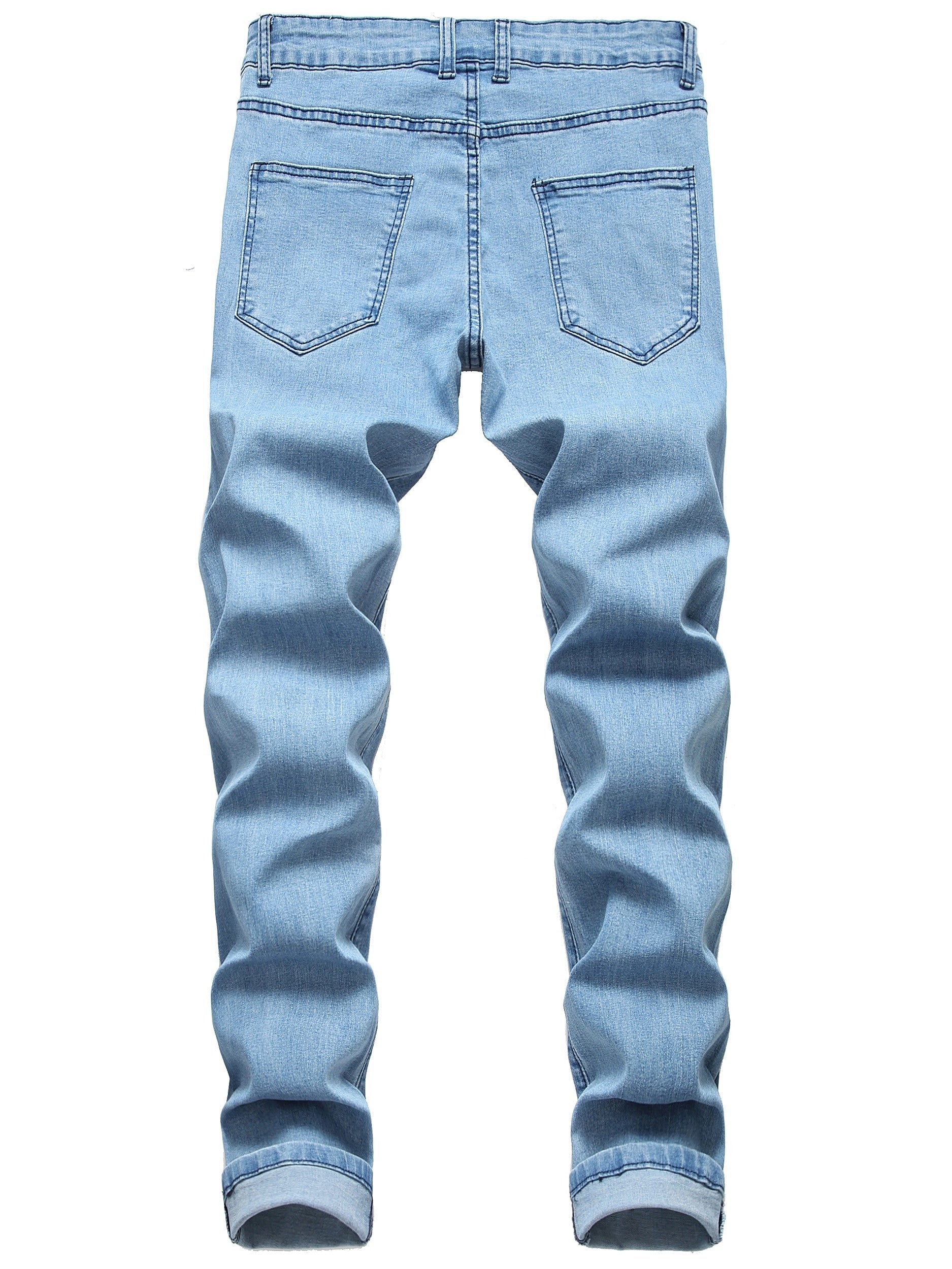 Men's light-colored ripped stretch jeans slim pants 7603