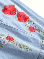 Stretch Skinny Ripped Jeans Men's Stretch Skinny Ripped Jeans, Light Blue Embroidered Retro Fashion Slim Fit Men's Jeans (1868)