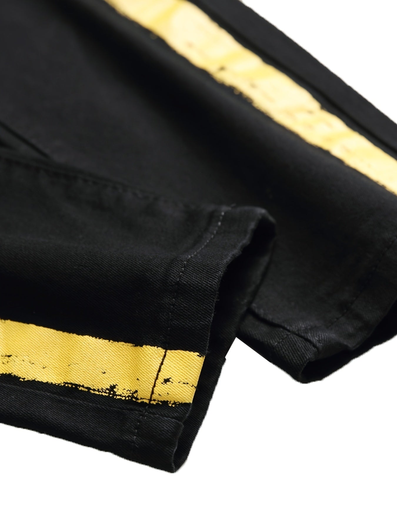 Stylish Black Slim-Fit Jeans for Men - Striped Print, Comfortable, Versatile Trousers with Classic Design - B5202-1