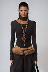 Dwayne Asymmetric Bodycon Top In Black