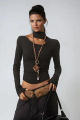 Dwayne Asymmetric Bodycon Top In Black