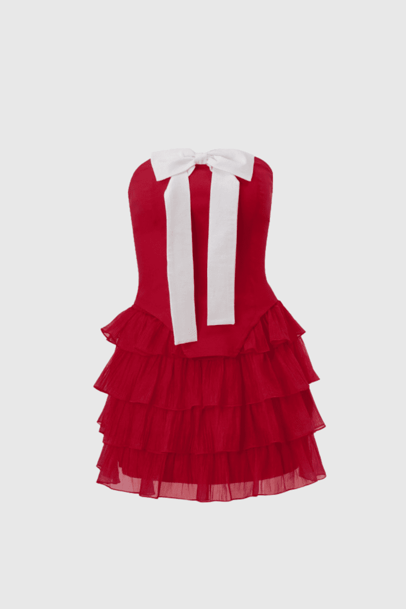 AbitalStraplessRuffleBowSkirtSet 1