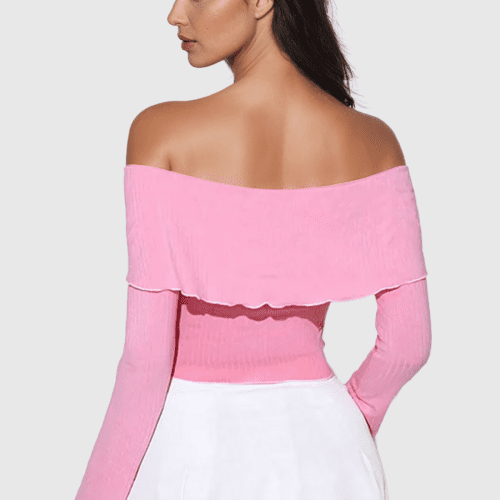 Acantha Off Shoulder Bow Asymmetric Bodycon Top