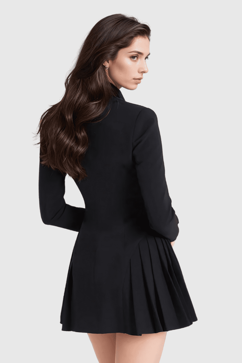 Acosta Plunge Pleat Blazer Mini Dress In Black 2