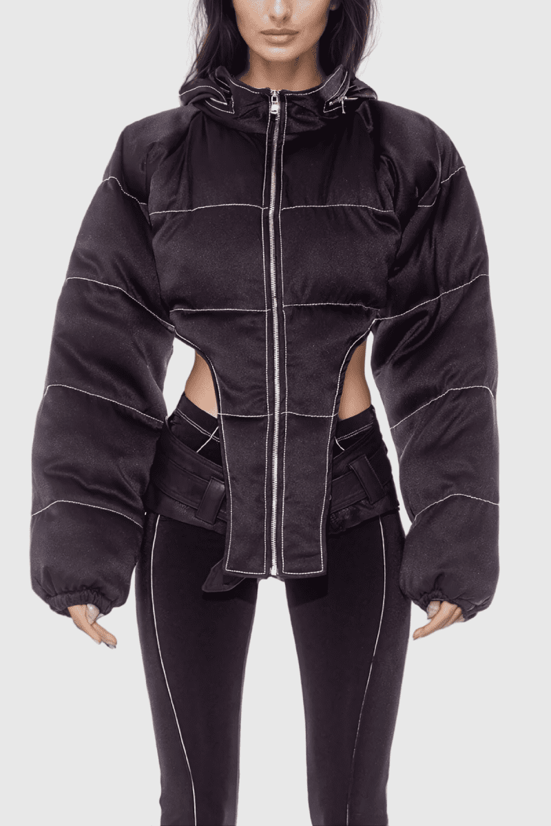 AdannaAsymmetricShortCottonJacketInBlack 1