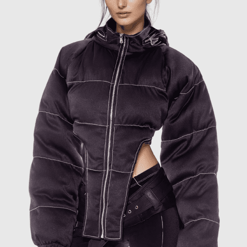 AdannaAsymmetricShortCottonJacketInBlack 3