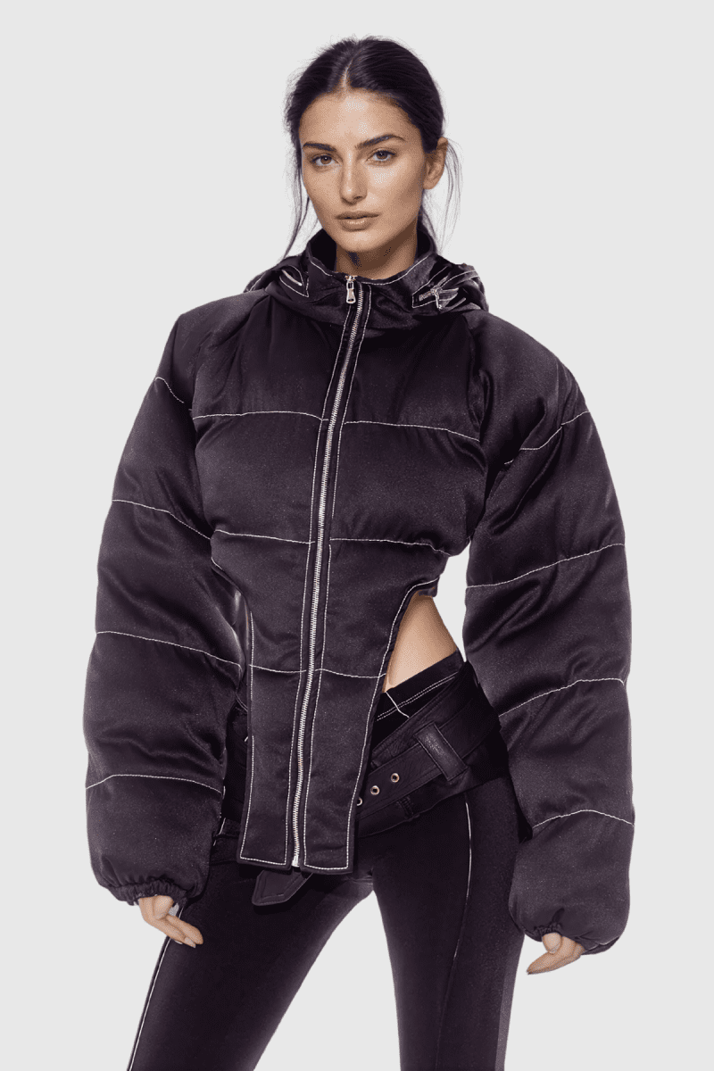 AdannaAsymmetricShortCottonJacketInBlack 3