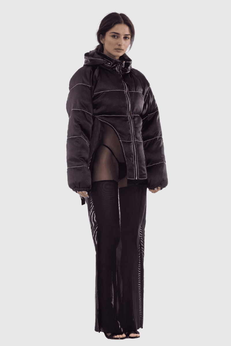 AdannaAsymmetricShortCottonJacketInBlack 4