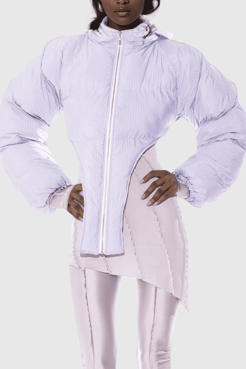 AdannaAsymmetricShortCottonJacketInPurple 1