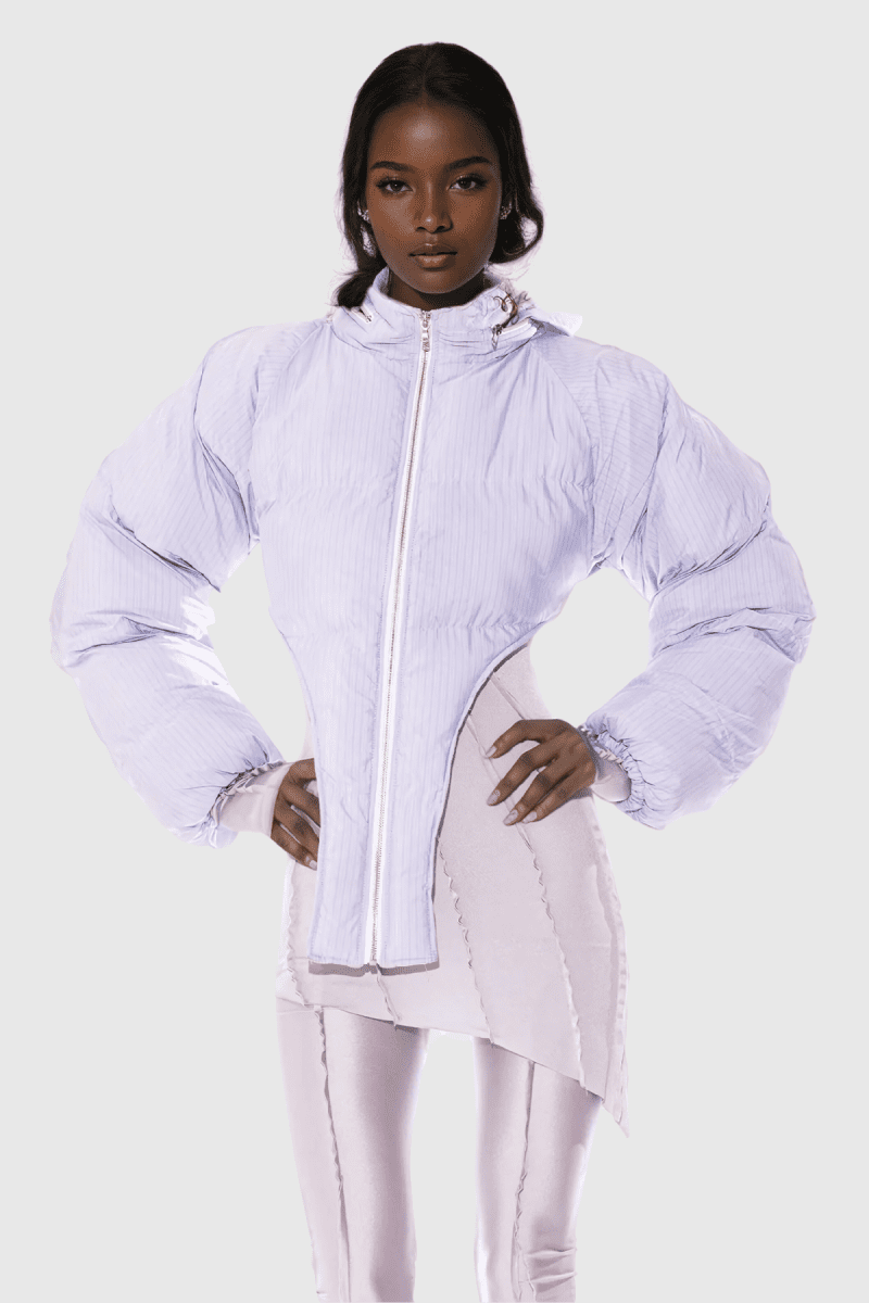 AdannaAsymmetricShortCottonJacketInPurple 2