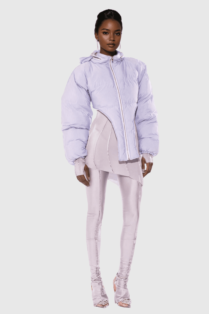 AdannaAsymmetricShortCottonJacketInPurple 3