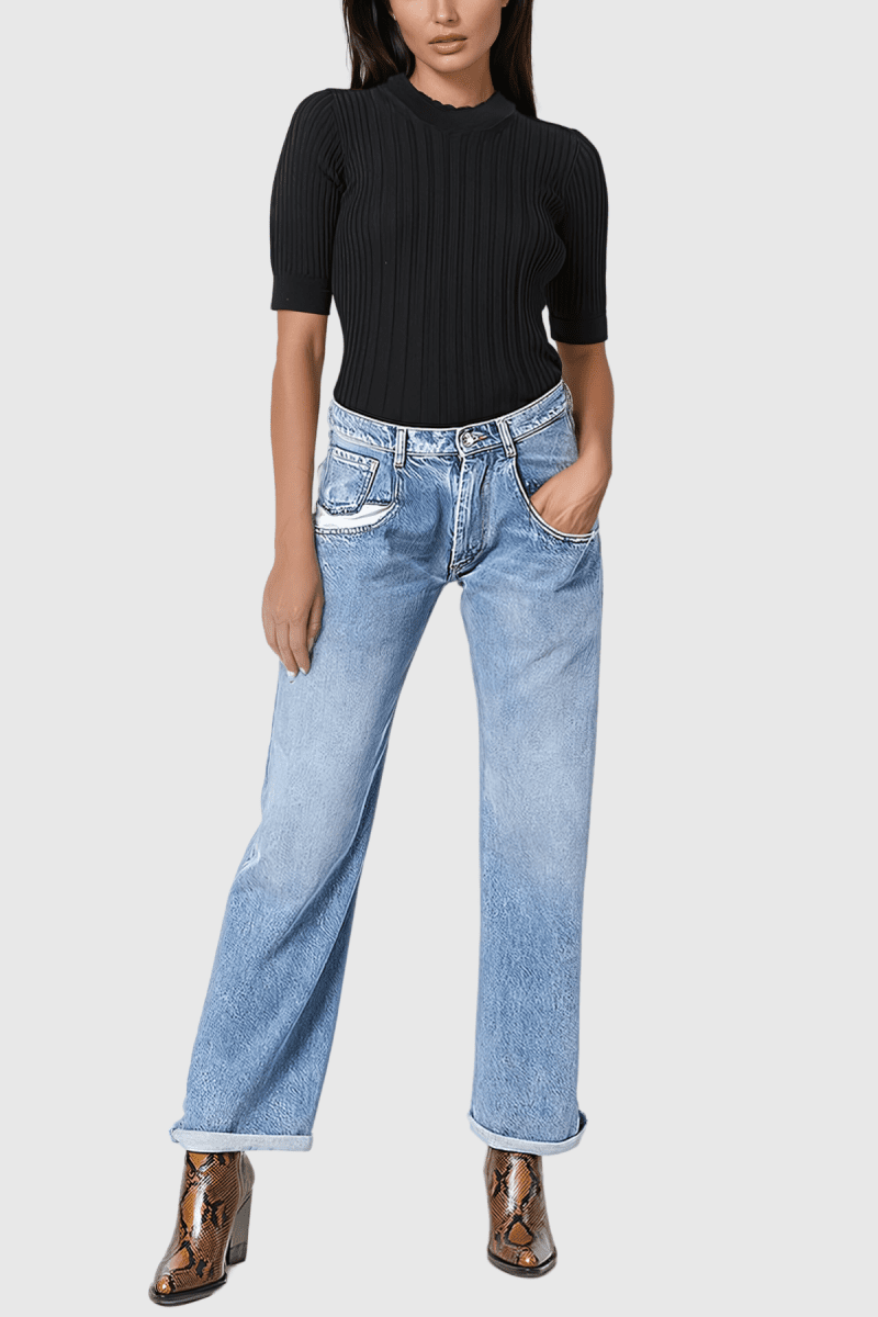 Aderes Contrast Pocket Stright Jeans 1