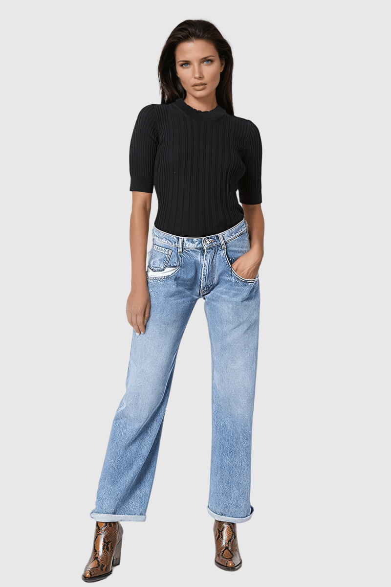 Aderes Contrast Pocket Stright Jeans 2