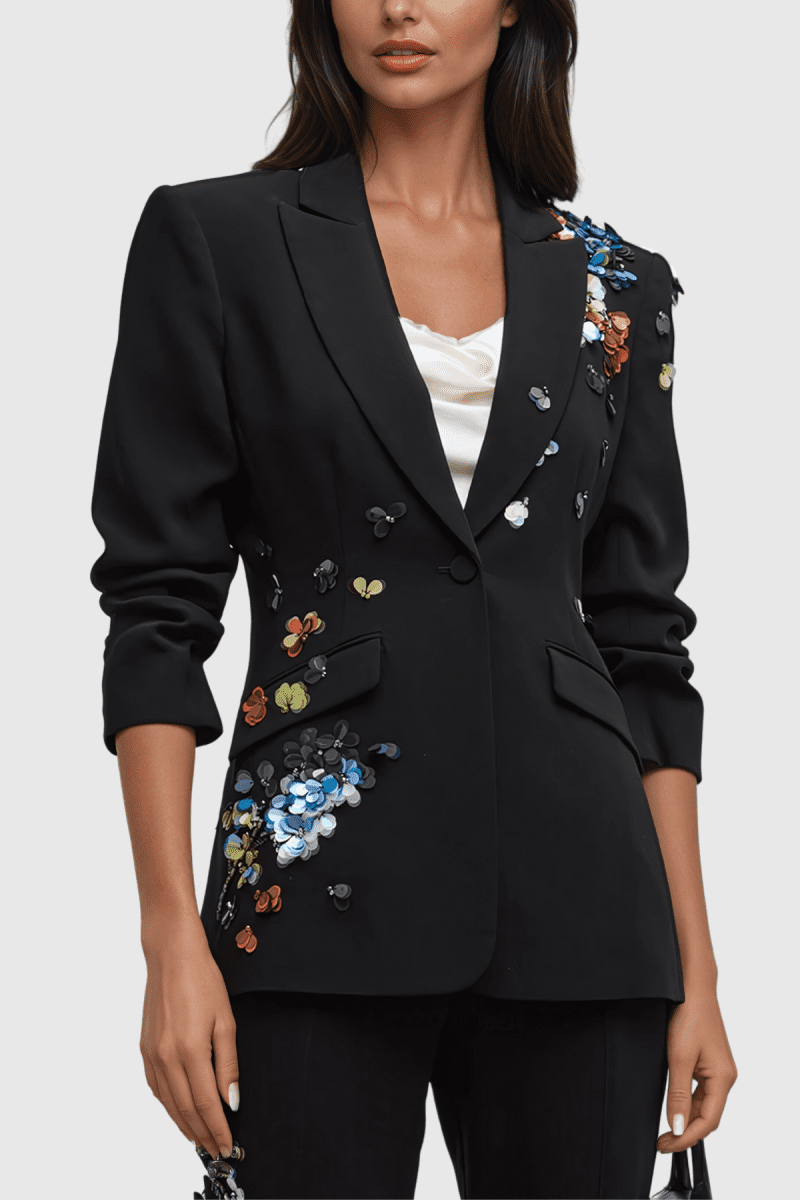 AdibSequinFlowerLapelBlazer 1