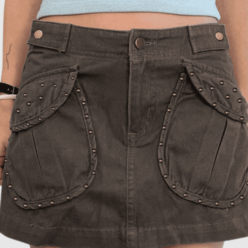 AdilStuddedPocketShortDenimSkirt 3