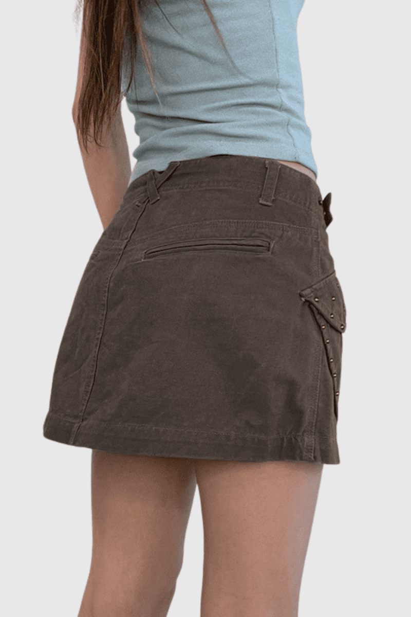 AdilStuddedPocketShortDenimSkirt 5