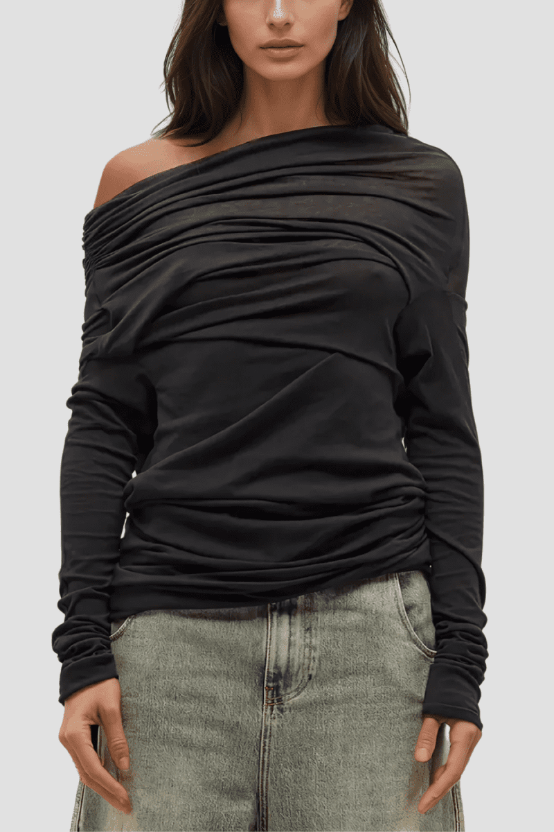 AkimRuchLongSleeveKnitTopInBlack 1