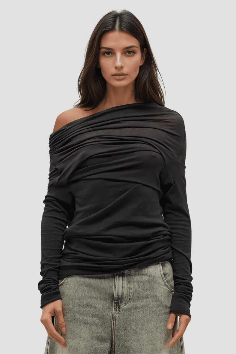 AkimRuchLongSleeveKnitTopInBlack 2