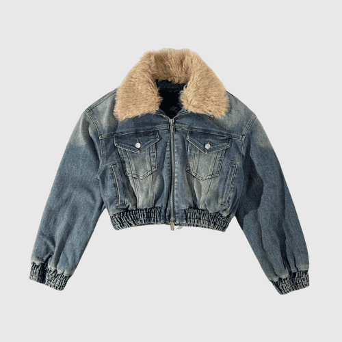 AkunaFauxFurRuchPocketDenimJacket 5