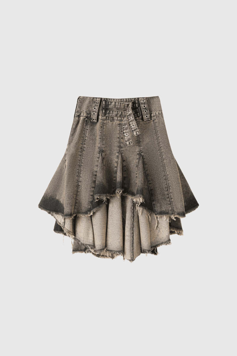 AlicanteRuffleAsymmetricDenimSkirt 1