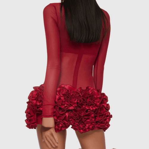 AlonaMeshFlowerMiniDressInRed 3