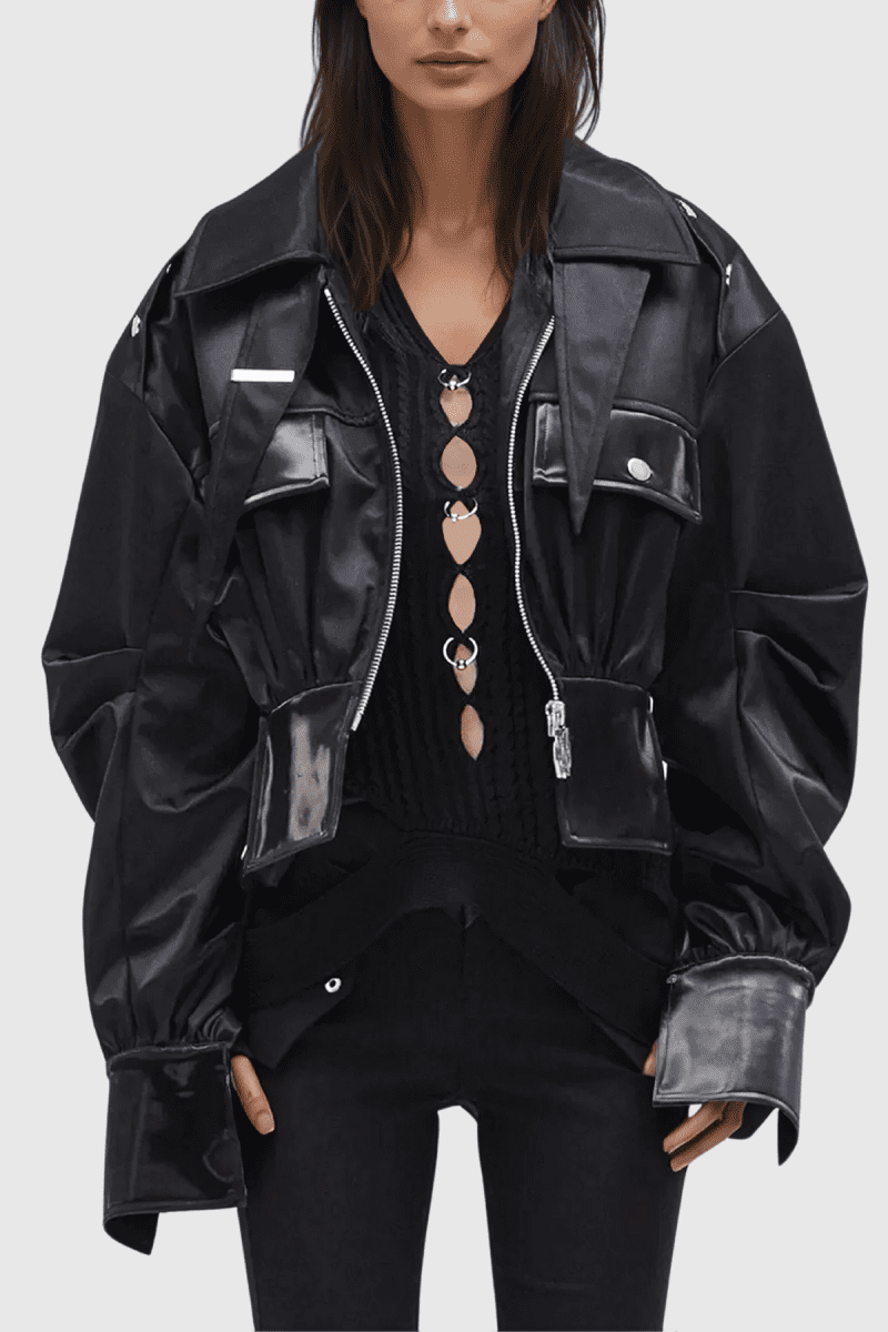 AltmanStuddedLapelShortLeatherJacket 1