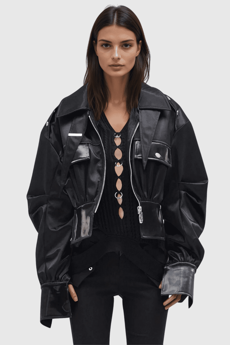 AltmanStuddedLapelShortLeatherJacket 2