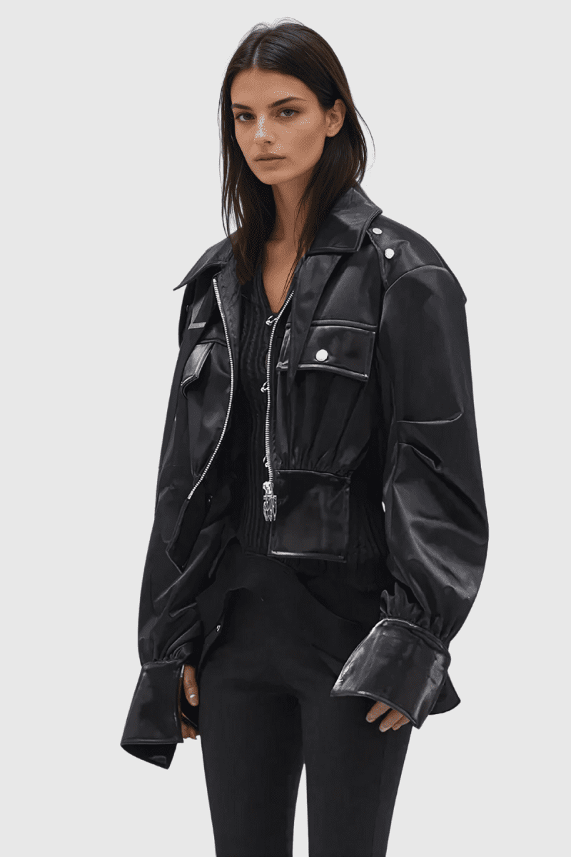 AltmanStuddedLapelShortLeatherJacket 3