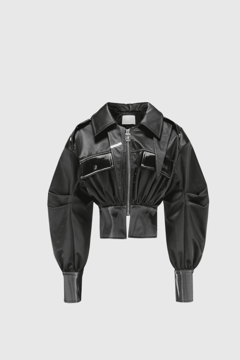 AltmanStuddedLapelShortLeatherJacket 4