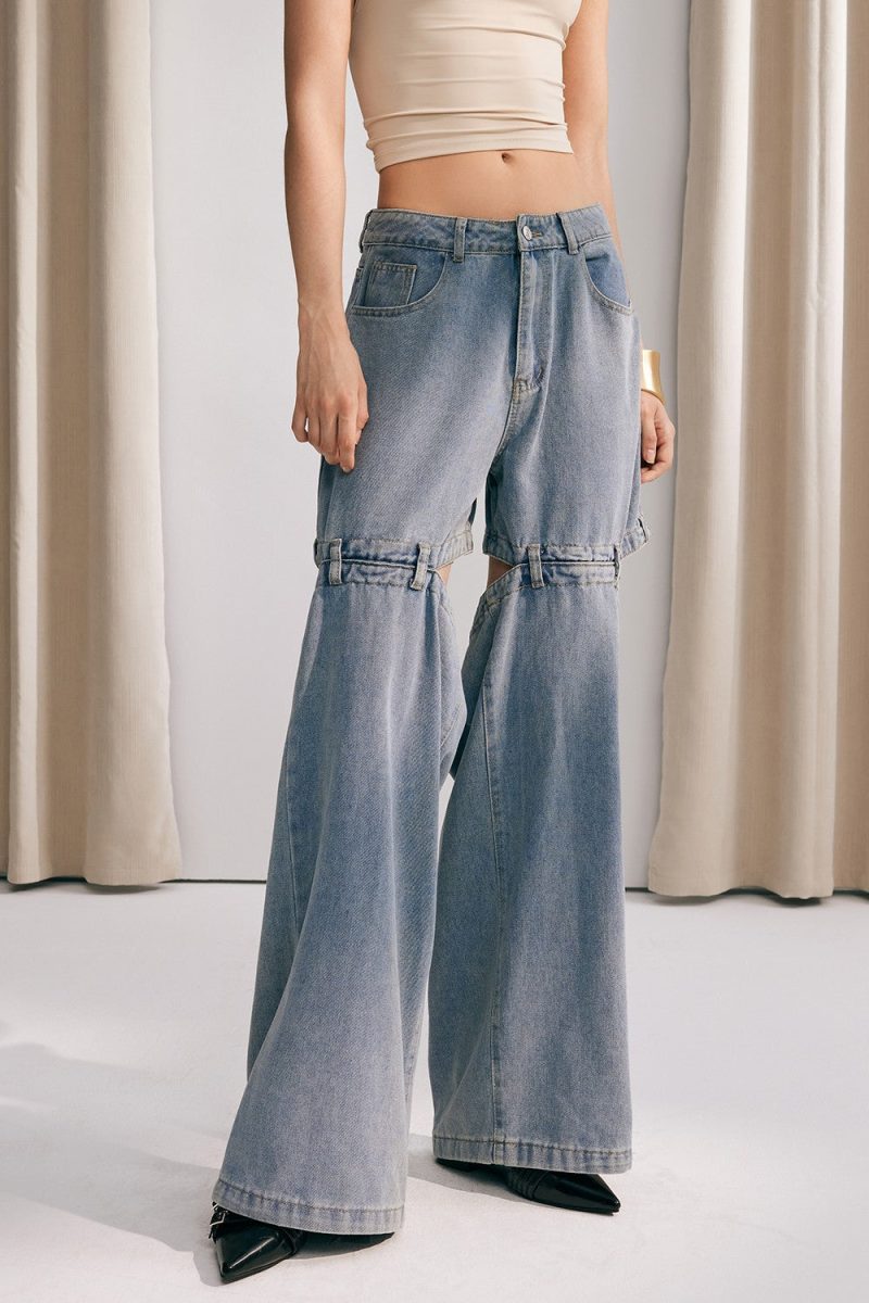 Amelia Cutout Denim Jeans In Blue 1