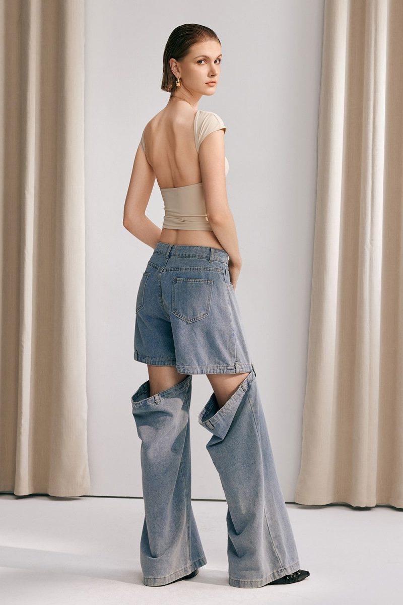 Amelia Cutout Denim Jeans In Blue 2