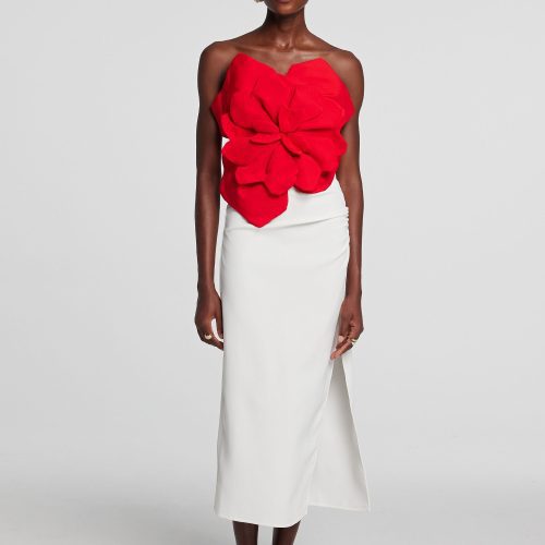 Amiri Flower Off Shoulder Top In Red 3