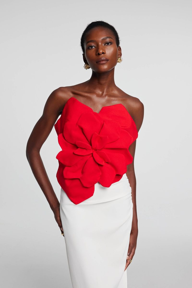 Amiri Flower Off Shoulder Top In Red 5