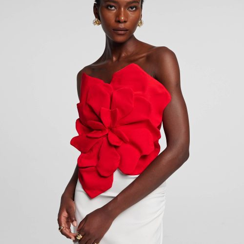 Amiri Flower Off Shoulder Top In Red 6