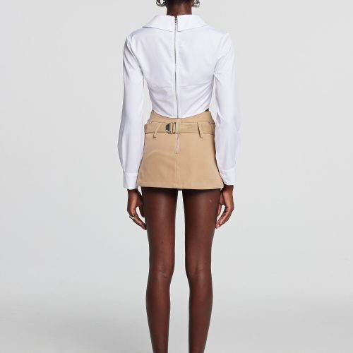 Andi Pocket Patchwork Mini Skirt In Khaki 2