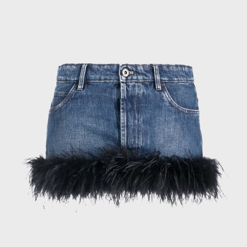 ArabellaFeatherTrimDenimSkirt 1