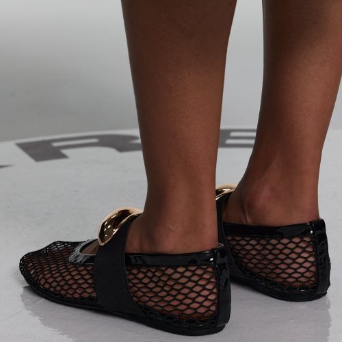 Aria Hollow Buckle Fishnet Flats 3