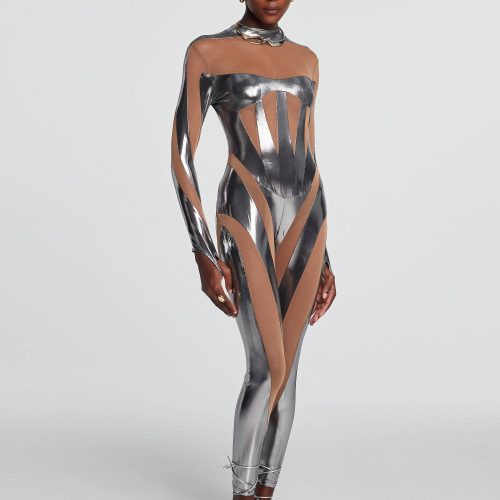 Ariana Paneled Metallic Jumpsuit 2