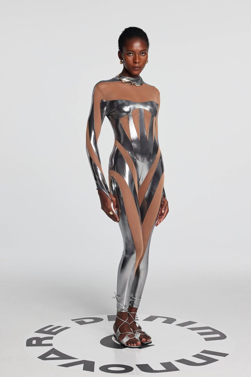 Ariana Paneled Metallic Jumpsuit 2