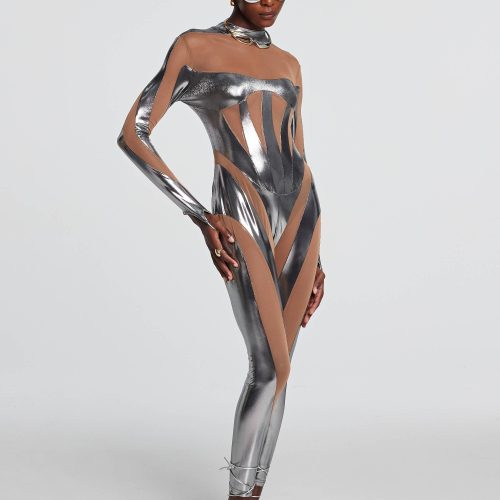 Ariana Paneled Metallic Jumpsuit 5